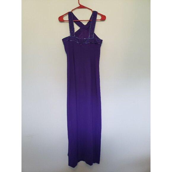 Rimini By Shaw Womens 8 Formal Dress Sleeveless Maxi Purple Sparkly Beaded - Picture 2 of 5